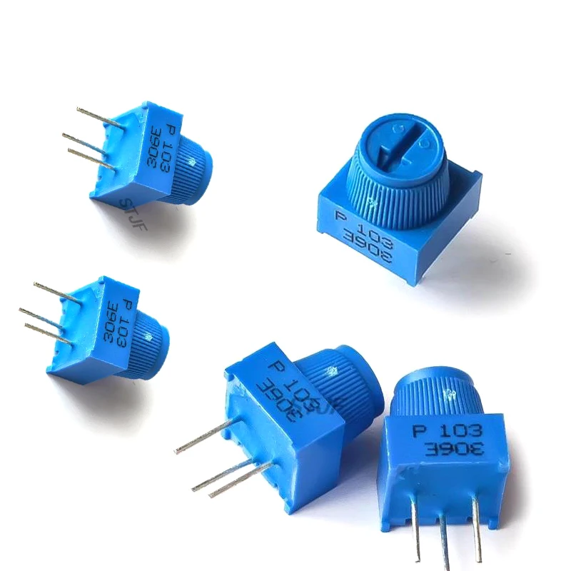 3386P-1-103 1k 10k 50k 100k.   0.5W, 1/2W PC Pins Through Hole Trimmer Potentiometer Cermet 1 Turn Top Adjustment 5PCS/LOT