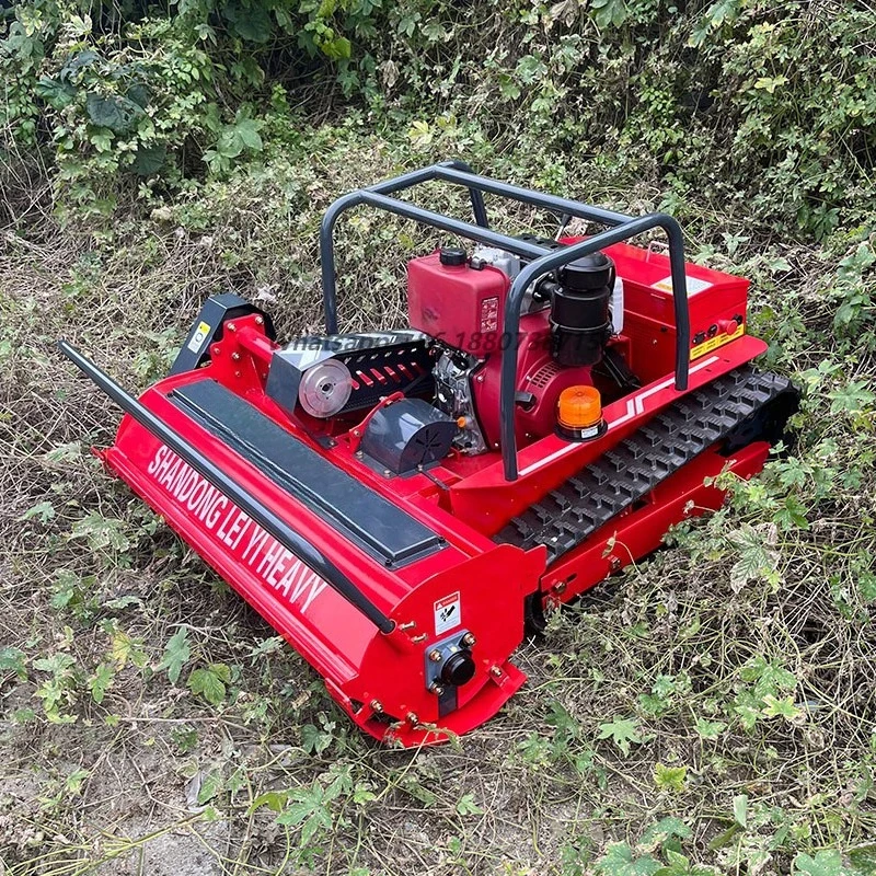 Engine Crawler Flail Mower with 800 1000 1200mm Cutting Width Remote Control Lawn Mower for Lawn and Field Mowing