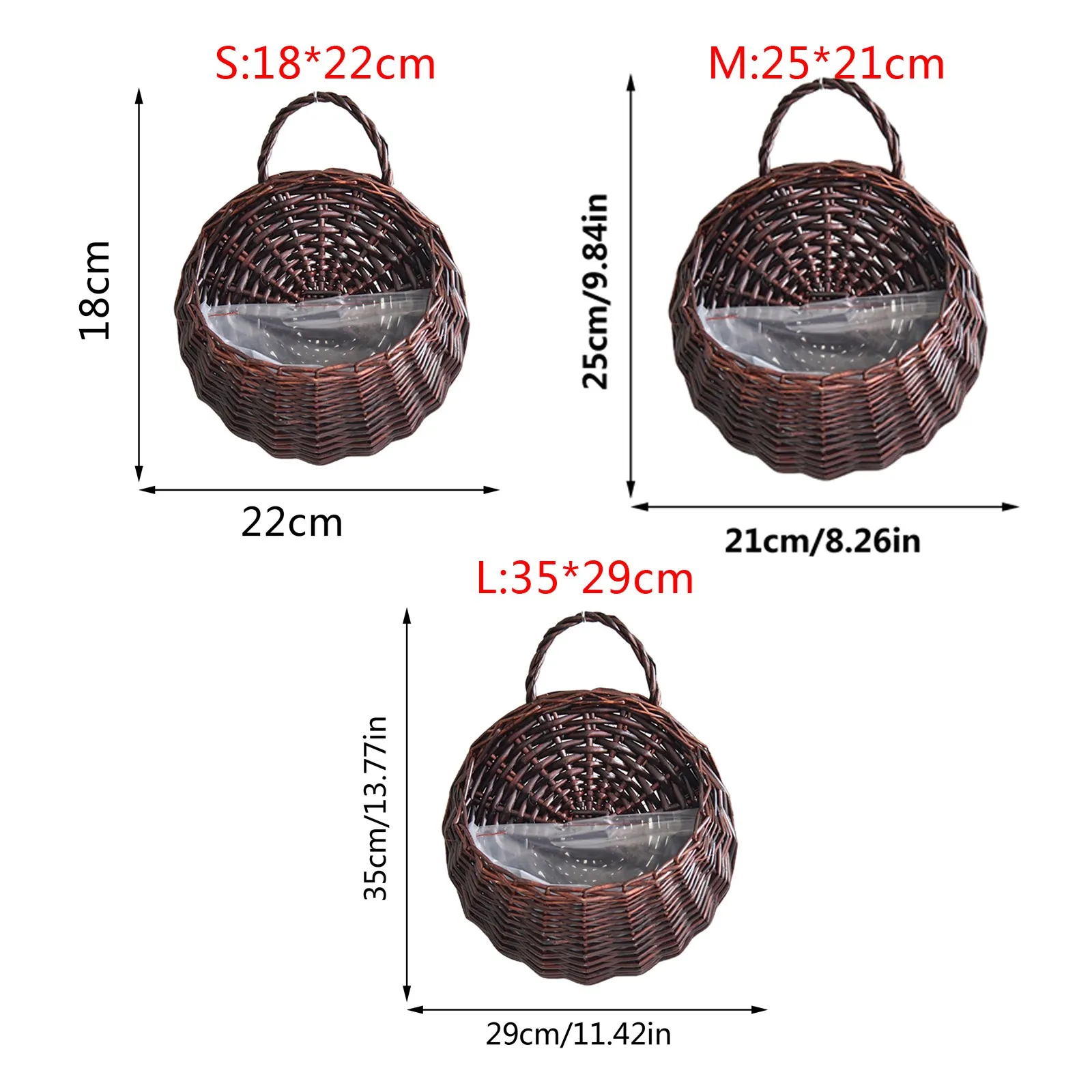 Flower Planter Wall Hanging Wicker Rattam Basket Garden Vine Pot Plants Holder Handmade Woven Hanging Basket Pot De Fleur DéCo