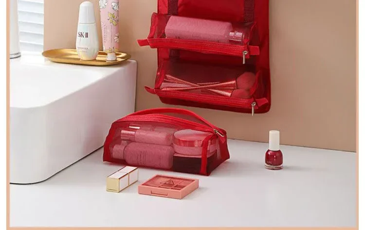 Reise-Make-up-Tasche, Große Kapazität Damen-Make-up-Tasche, Wasserdichte Tragbare Tasche, Flach Ausklappbare Waschtasche, Mit Trennwand und Griff – Detail 23