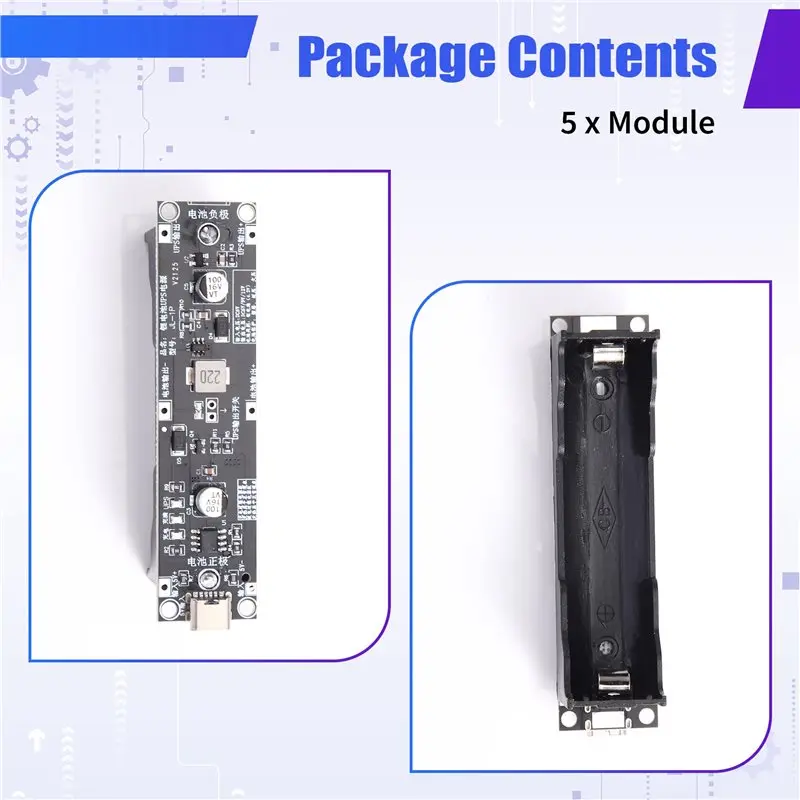 B23B 5Pcs Type-C 18650 Lithium Battery Boost Step Up Module 18650 Lithium Battery UPS Boost Module For MCU Router DIY 12V