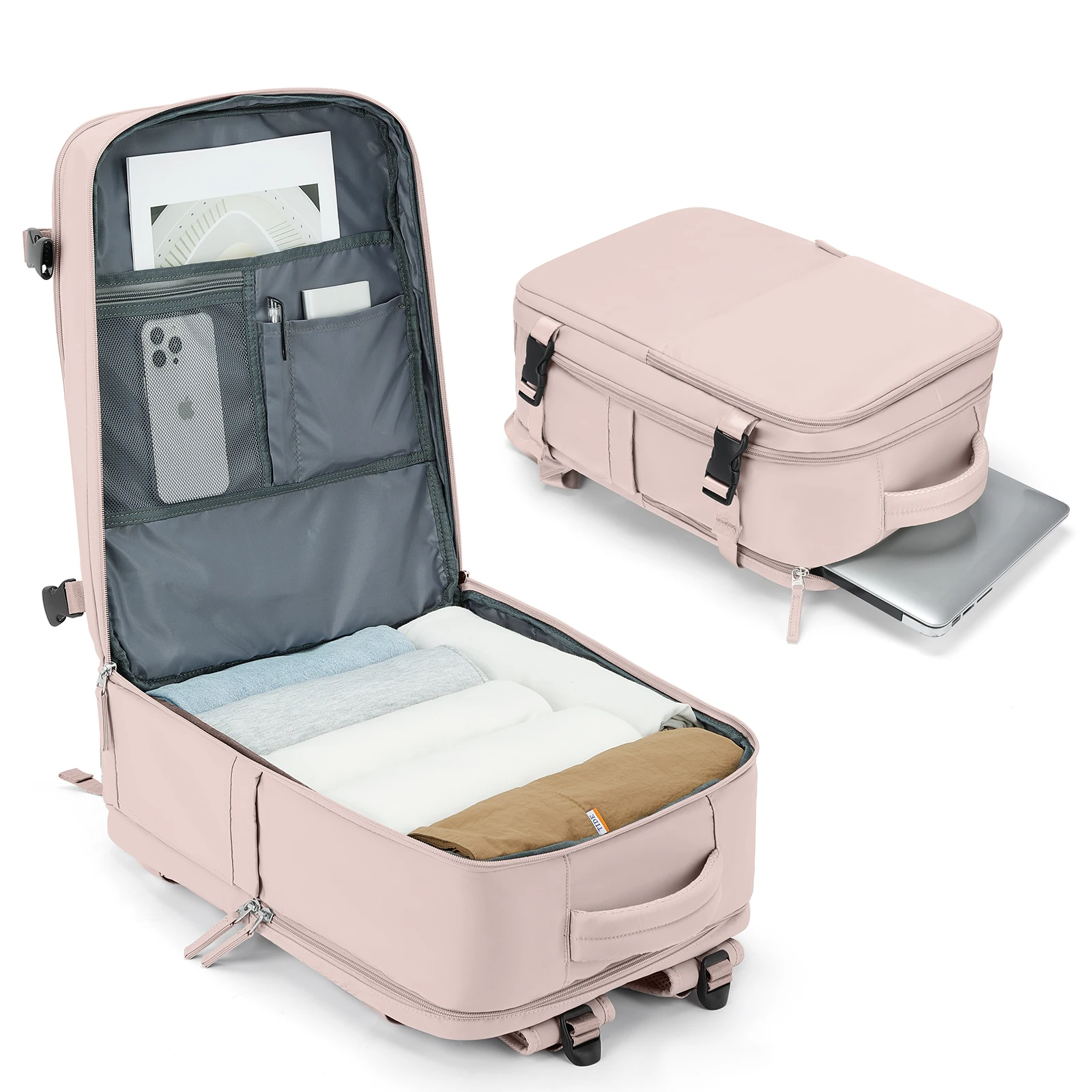 حقيبة ظهر للسفر معتمدة من شركة الطيران الكبيرة ، حقيبة ظهر مع مقصورة للأحذية ، منفذ شحن USB ، الأعمال ، المشي لمسافات طويلة ، الكمبيوتر المحمول ، 47x33x20