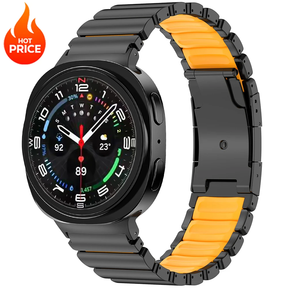حزام مطاطي من التيتانيوم + لساعة سامسونج جالاكسي 8 44 مللي متر 40 مللي متر 8 كلاسيكي 46 مللي متر سوار معدني من السيليكون لسوار جالاكسي الترا 2025 47 مللي متر #1