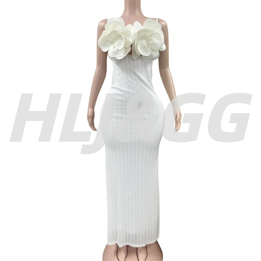 HLJ Sexy Corsage Patchwork moulante longues robes femmes couleur unie Spaghetti sangle dos nu robe femme Streetwear robes nouveau