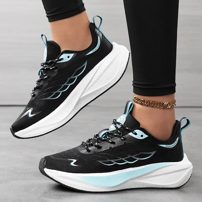 Neue atmungsaktive Damen-Sportschuhe aus Mesh, lässige Laufschuhe mit Stoßdämpfung, erhöhter Sohle, weicher Sohle, bequem, koreanischer Reise-S – Detail 8