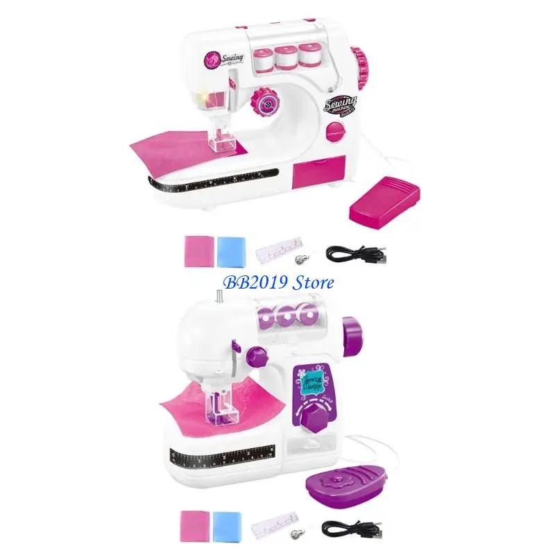 Q0KB Kids Pretend Play Sewing Machine Electric Toy With Easy Operations Portable Design