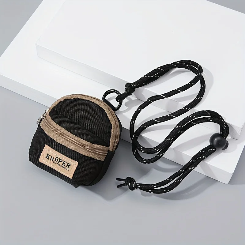 قطعة واحدة من حقيبة البوليستر الصغيرة التقنية، حقيبة رقبة محمولة مع حزام لسماعات الأذن هدية للسفر في الهواء الطلق #5