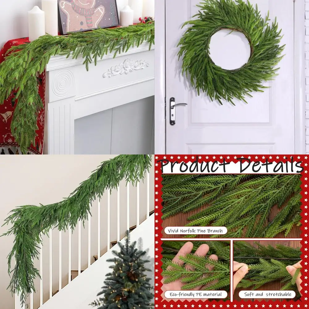 

6-Foot Realistic Dense Christmas Pine Garland, 4-Piece Set for Indoor/Outdoor Holiday Decor