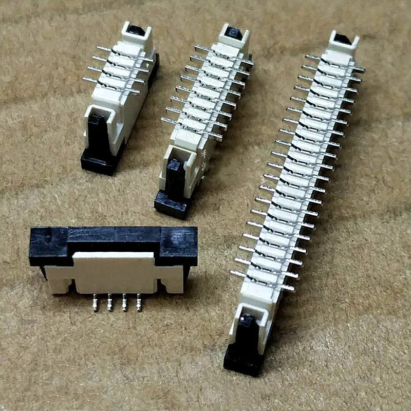 10PCS 1.0mm Pitch FFC/FPC Flexible Cable Socket Connector 4P 6P～30P Vertical SMD In-line Pins Single-Sided Contact with Lock