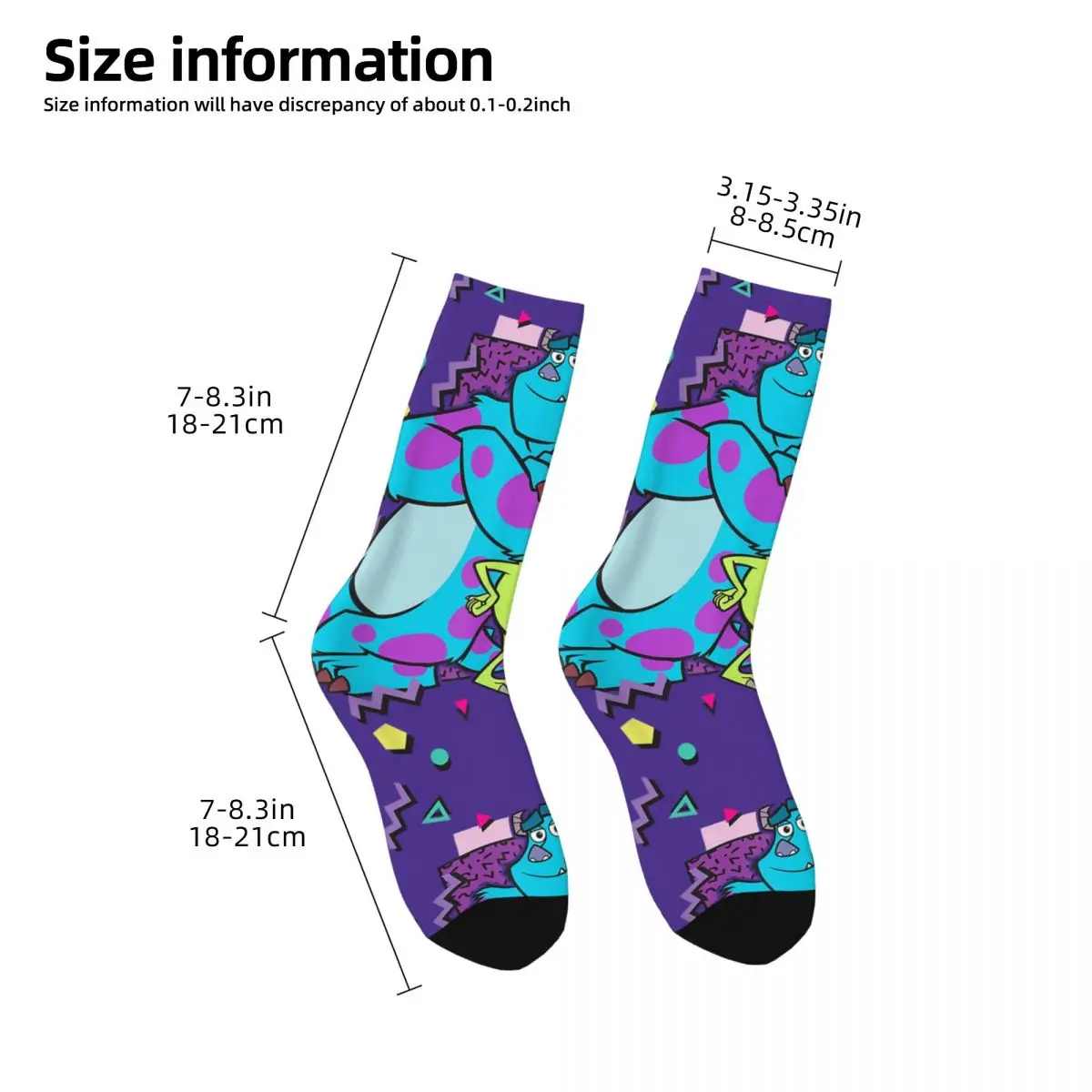 Hip-hop Monsters Inc. Mike And Sully 90\'s Style Basketball Socks Polyester Middle Tube Socks for Unisex