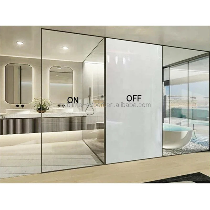 PDLC Smart Film for Glass Door Bathroom Shower Room With Frame Switchable Hotel Privacy PDLC Smart Glass Film Door