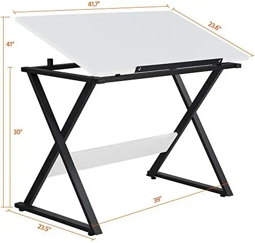 Drafting Table for Artists Art Desk Drawing Painting Studying Table w/Tilted Tabletop Art Craft Work Station for Adults view 3