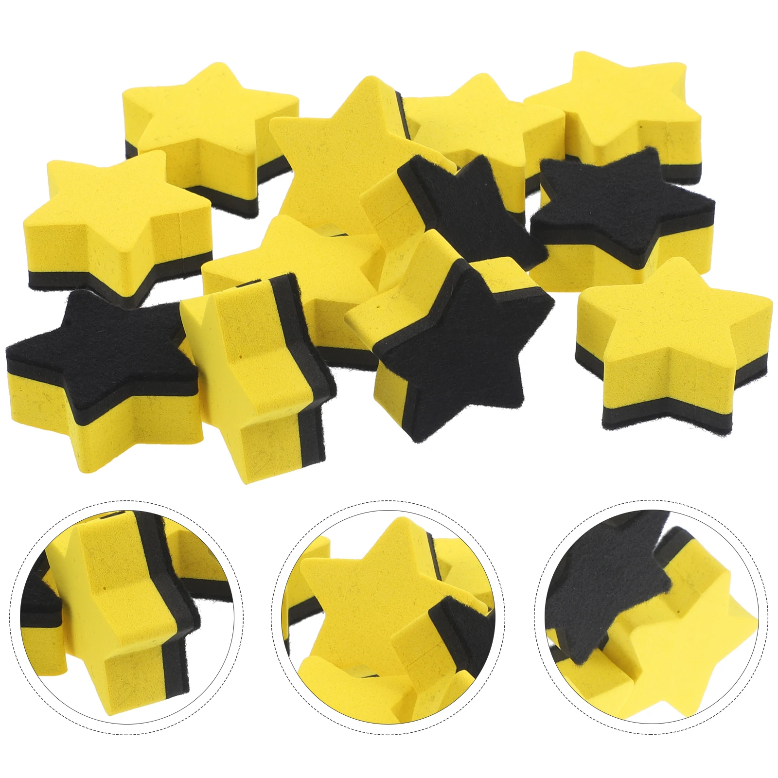 

12pcs Star Shaped EVA Felt Dry Erase Board Erasers Lightweight Magnetic Cleaner for Whiteboard School Supplies