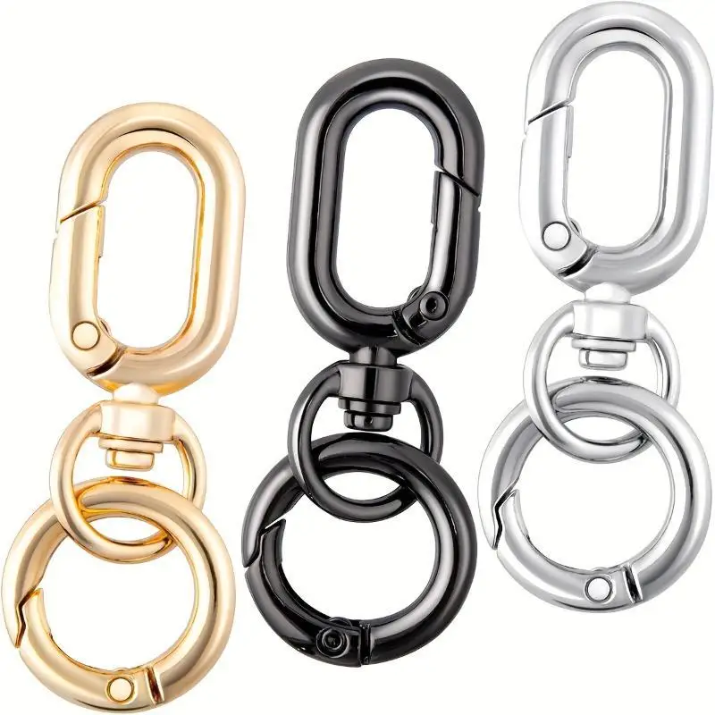2/10Pcs Metal Swivel Spring Snap Hooks Double Opening Swivel Clasp Clips Key Chain Clip With Key Ring For DIY Keys