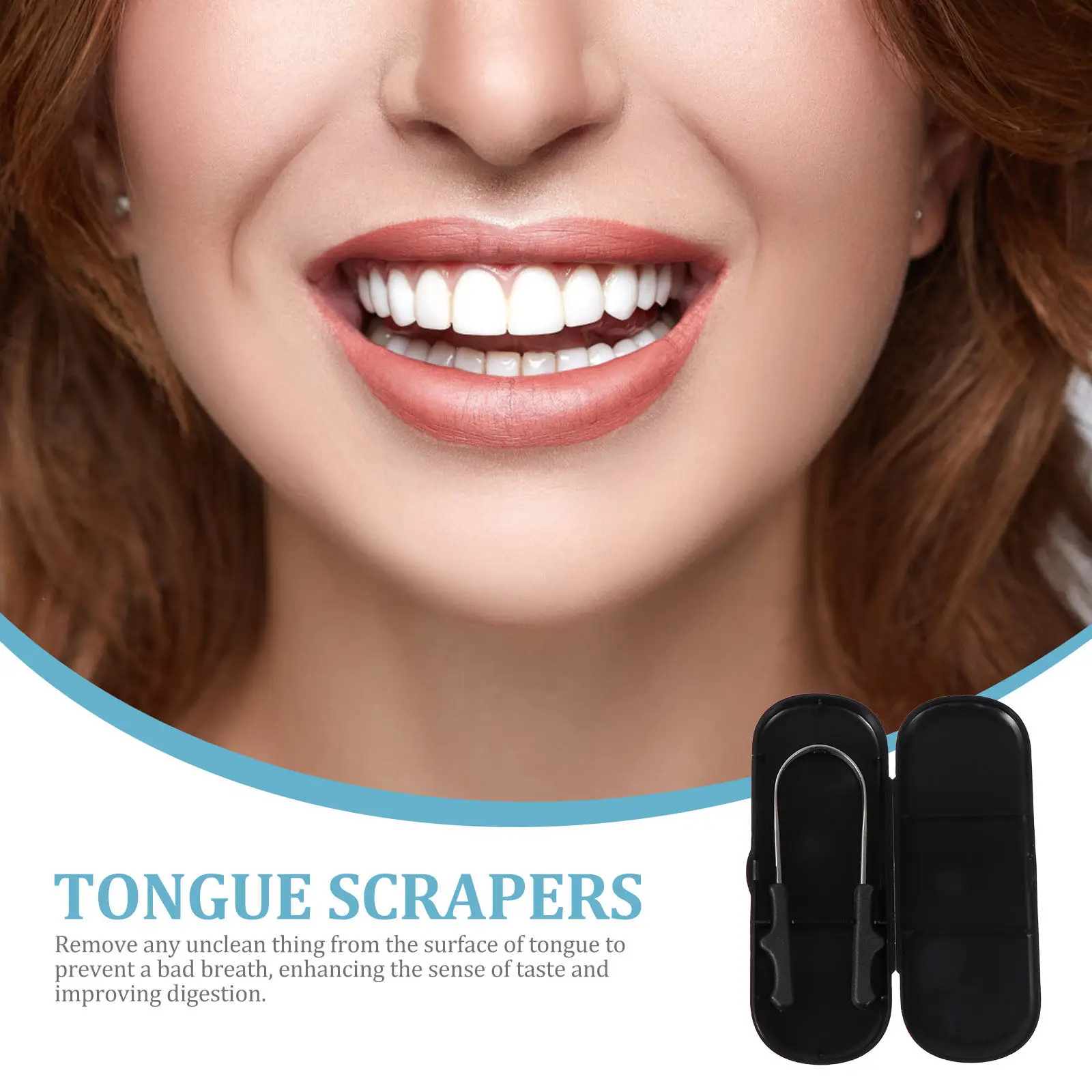 2Sets Tongue Cleaners Reusable Rustproof Eco Friendly Tongue Scraper with Wide Curved Head Non Slip Handle Oral Cleaning Tool