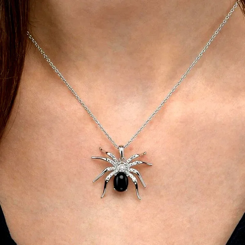 Insect Spider Personalized Halloween Zircon Necklace European and American Style High End Trendy Punk Fashion Accessories