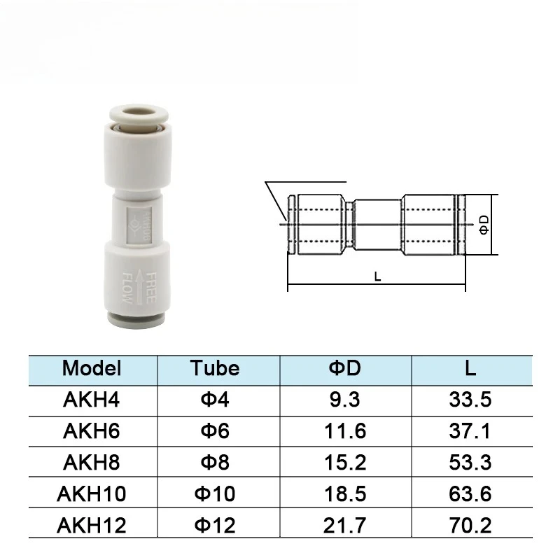 AKH One-Way Check Valve AKH04/06/08/10/12-00 Quick Connect Fittings for Air Tube Non-Return Valve