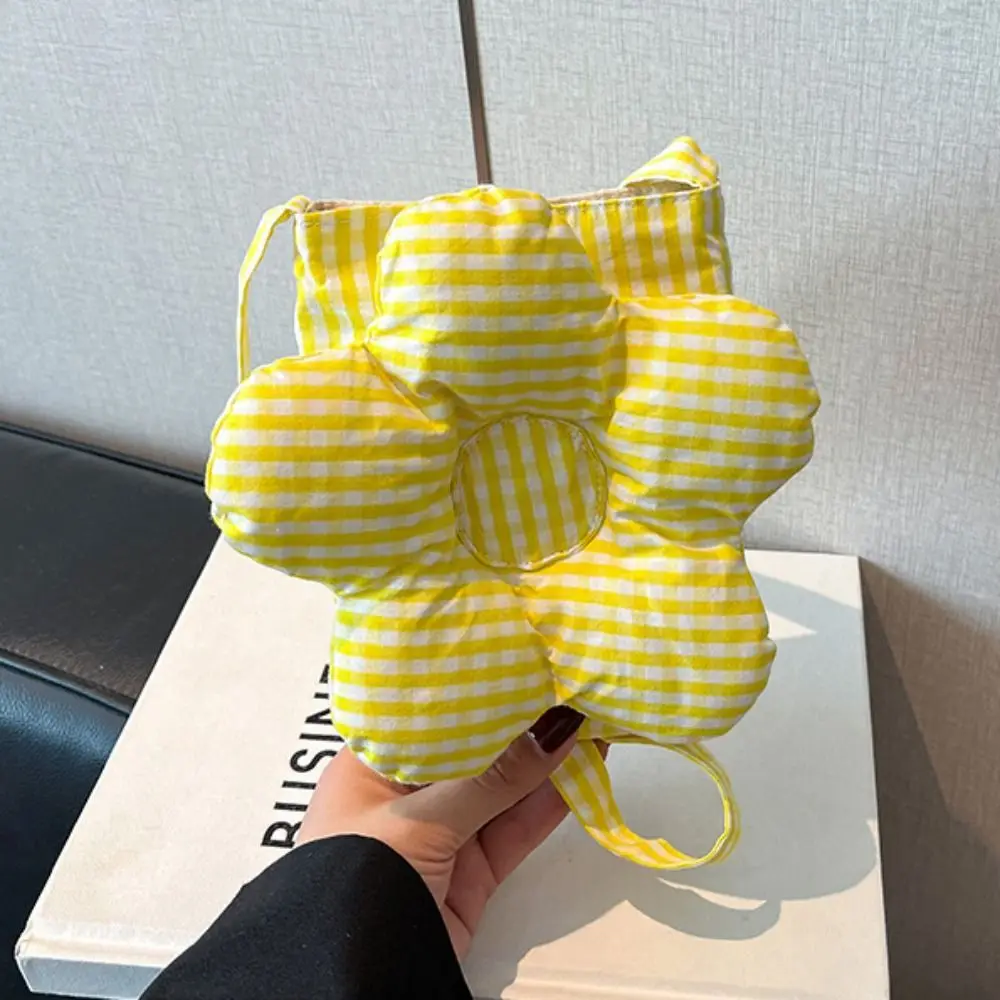 

Милая клетчатая сумка через плечо с цветком, милая портативная сумка через плечо большой вместимости, тканевая сумка-мессенджер для студентов