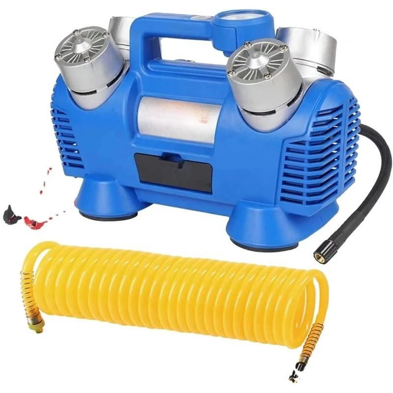 

SXLL 10234 Powerful 4-cylinder tire inflator, heavy-duty 12v portable, blue air pump for cars, trucks, RVs, ATVs, buses