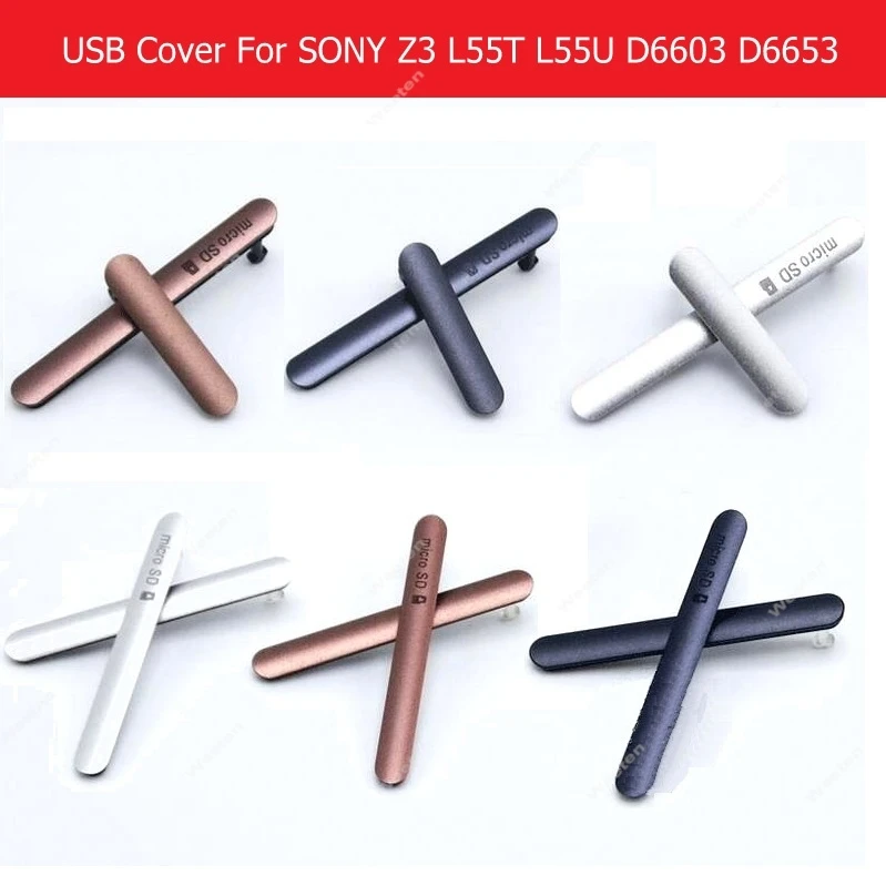 Geniune NOWA osłona ładowarki USB i osłona karty SIM do Sony Xperia Z3 D6603 L55T L55W i portu USB Wtyczka przeciwpyłowa Części zamienne
