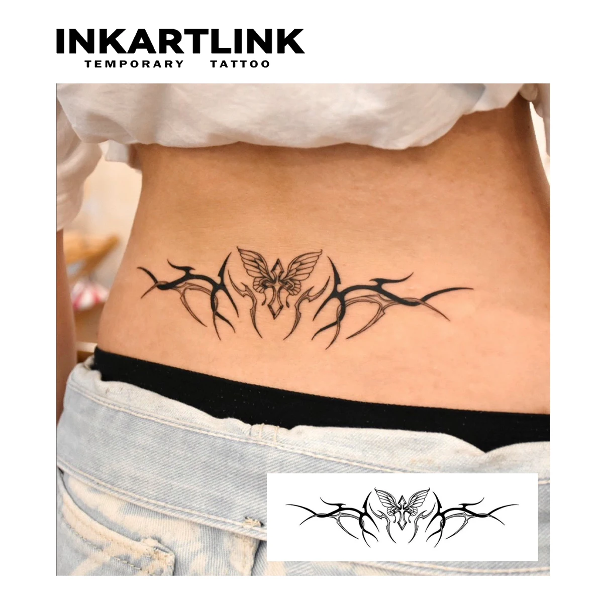 INKARTLINK Y2K Butterfly Tribal Waist Temp Tattoo Waterproof Sticker for Music Festivals, Vacation Trips & Daily Wear.