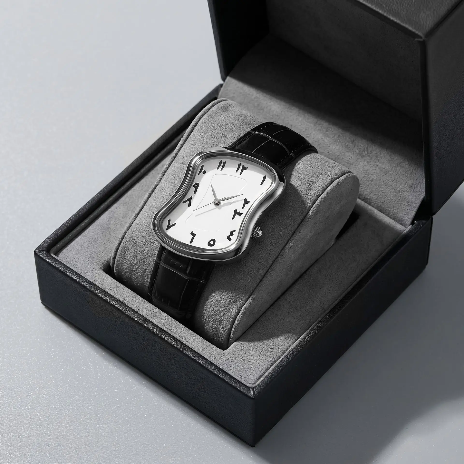 Niche Vintage Melted Shaped Women's Watch with Unique Light Luxury Waterproof Versatile Leather Strap Wristwatch