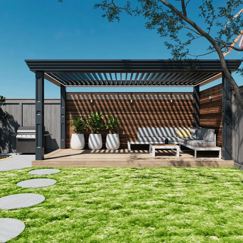 3X3 Outdoor Custom Size Aluminium Bioclimatic Pergola Louvered Metal Roof Patio Led Light Motorized Powder Coated Gazebo