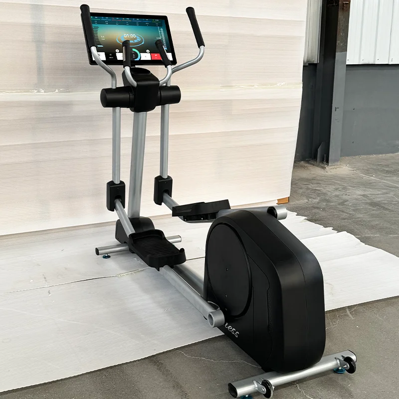 Hyper-Quiet Magnetic Drive System Cross Trainer Compact Elliptical Machine With LCD Monitor