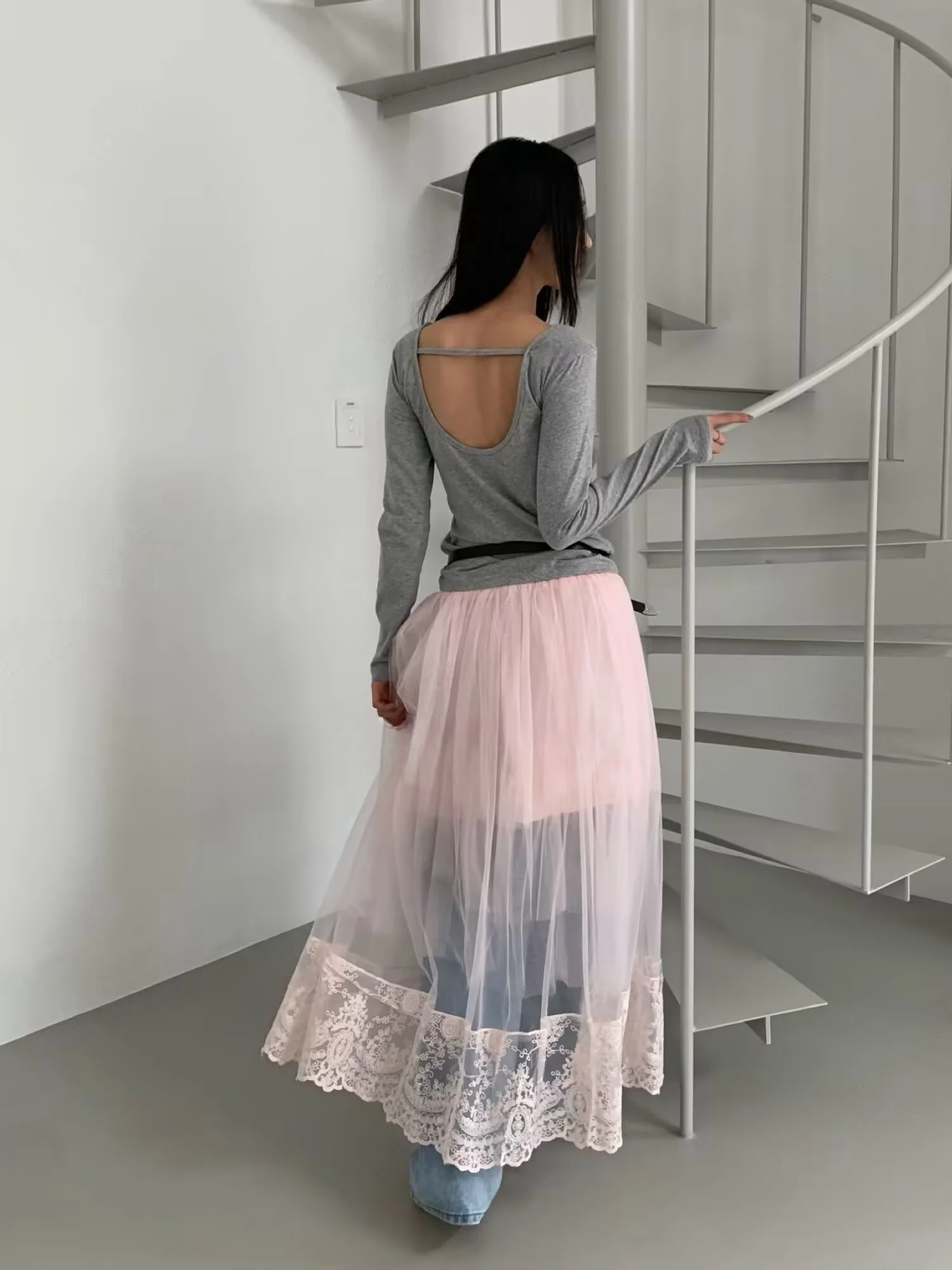 3colors 2025 Summer Female long Skirts Women High Waist Mesh Lace long Skirts White Fairy a line skirt womens (JJ9835)