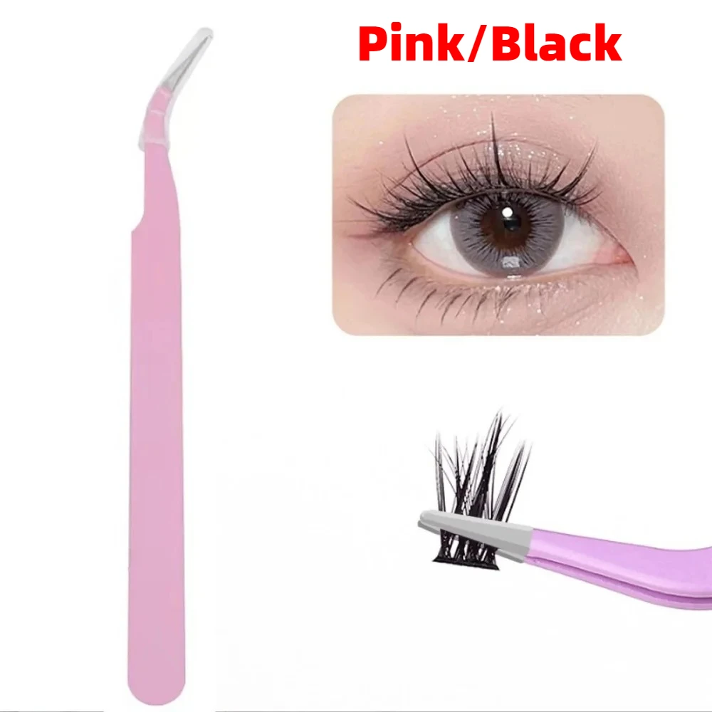 Straight Curved Steel Eyelash Tweezers False Lash Application Tool for Eyelid Tape Nail Rhinestone Picker Makeup Accessory
