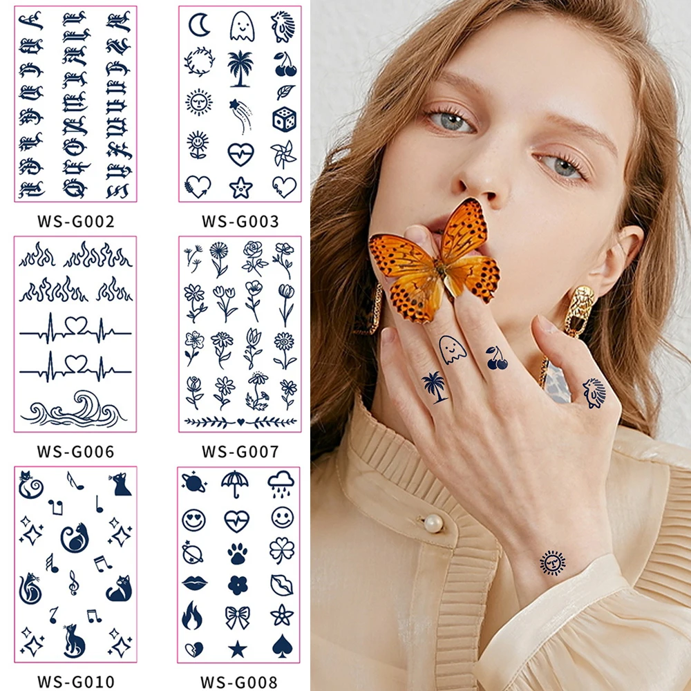 1/10PCS Small Fresh Finger Tattoo Stickers Cute And Exquisite Thumb Stickers Suitable for Clavicle Finger Face Transfer Tattoos