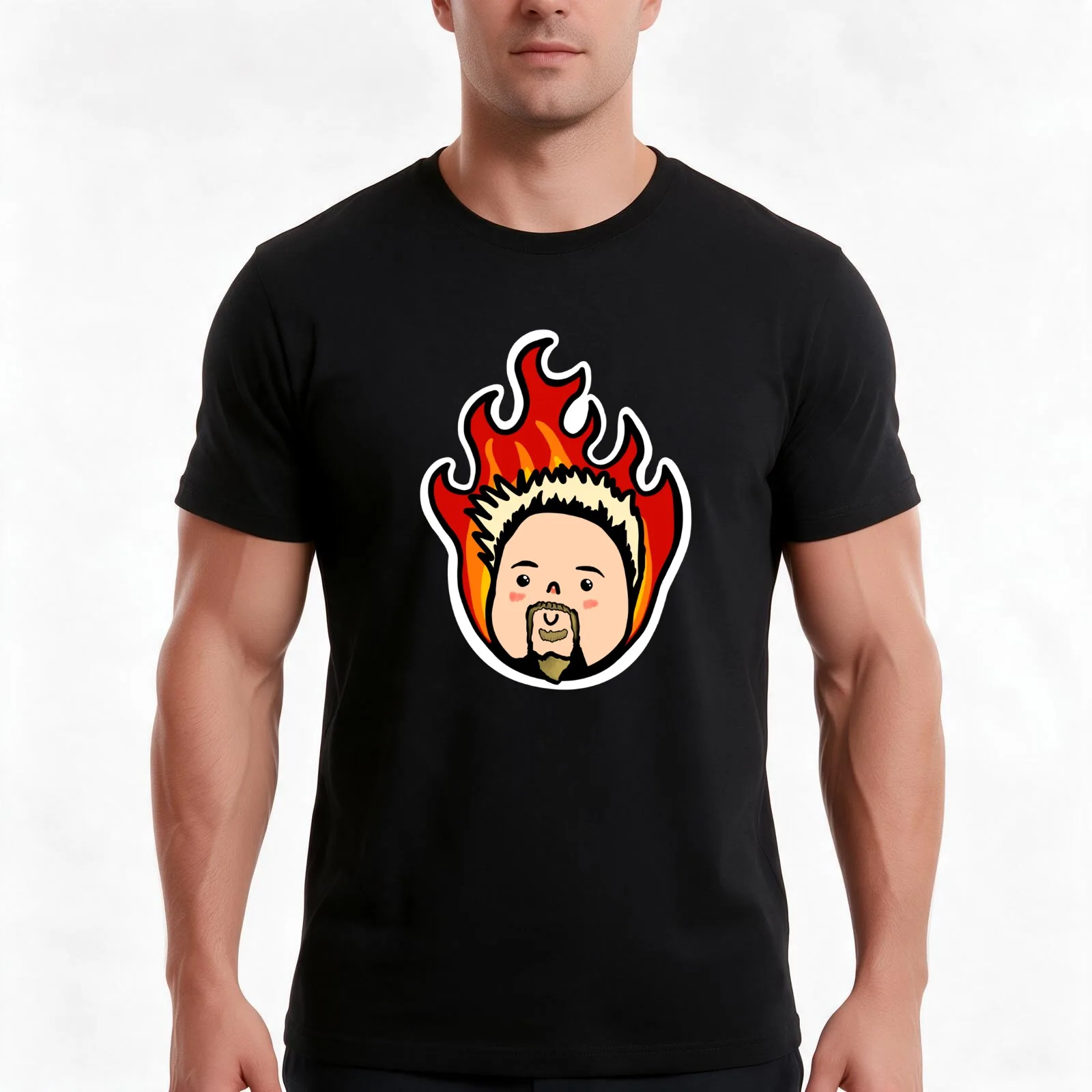 Guy Fieri Kawaii Flavortown T-Shirt Summer Casual Cotton Tee Oversized Streetwear Tops Vintage Graphic Print 100% Cotton