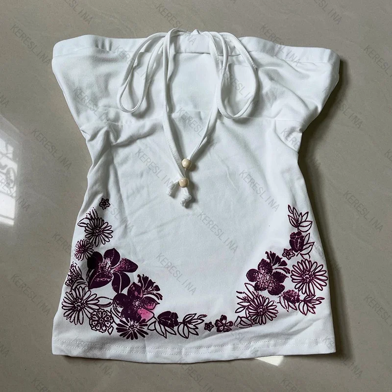 

Summer retro vintage early feeling sexy high street strapless vest top Y2k millennium subculture harajuku popular style vest top