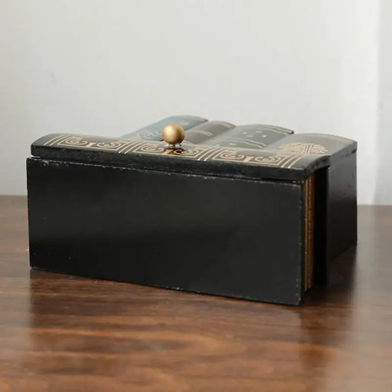 Book Pen Holder Pen Storage Cup Wood Library Book Shaped Pencil Holders Stand Decorative Organizer Caddy For Desk