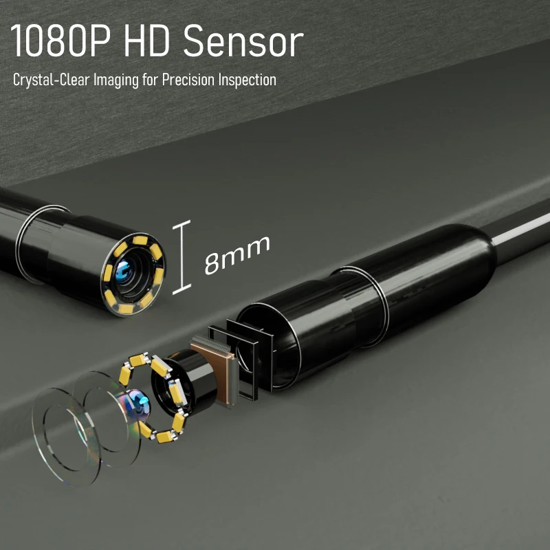 4.3'' Screen Endoscope 8mm Camera 1-100m Split Design Industrial Borescope IP67 Waterproof Inspection Camera for Pipe Car Sewer