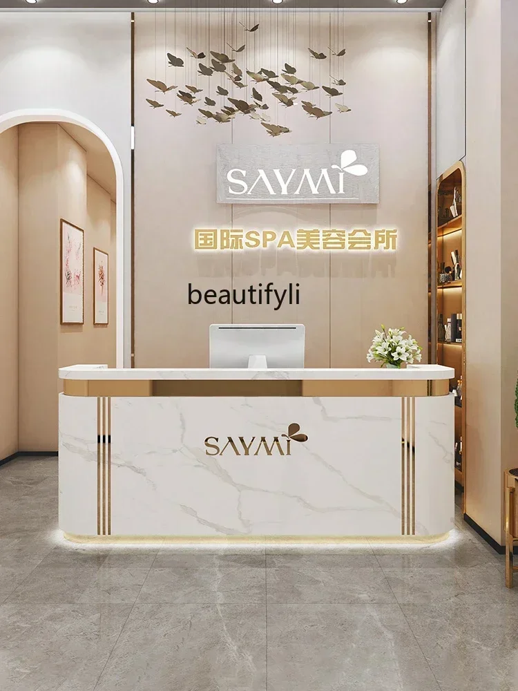 06Beauty Salon Clothing Store Cashier Bar Counter Small Simple Modern Company Light Luxury Arc Hotel Reception Front Desk