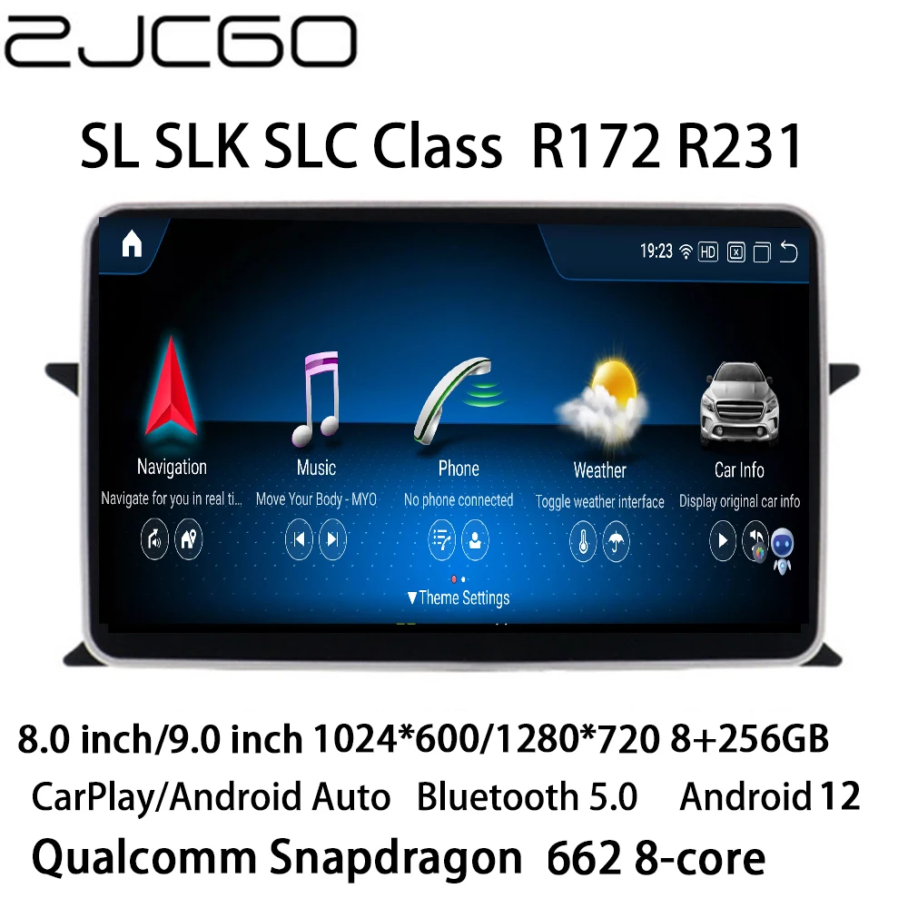 

ZJCGO Car Multimedia Player Stereo GPS Radio Navigation Android 12 Screen for Mercedes Benz SL SLK SLC Class R172 R231 2011~2020