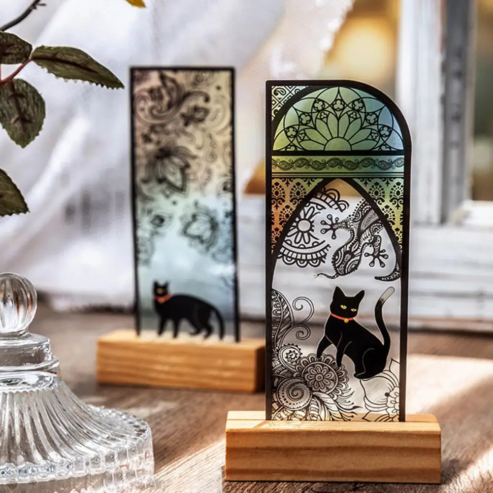 6 шт. закладки для скрапбукинга Милая Черная кошка ежедневная серия закладки для книг прозрачная кошка ежедневные закладки канцелярские принадлежности