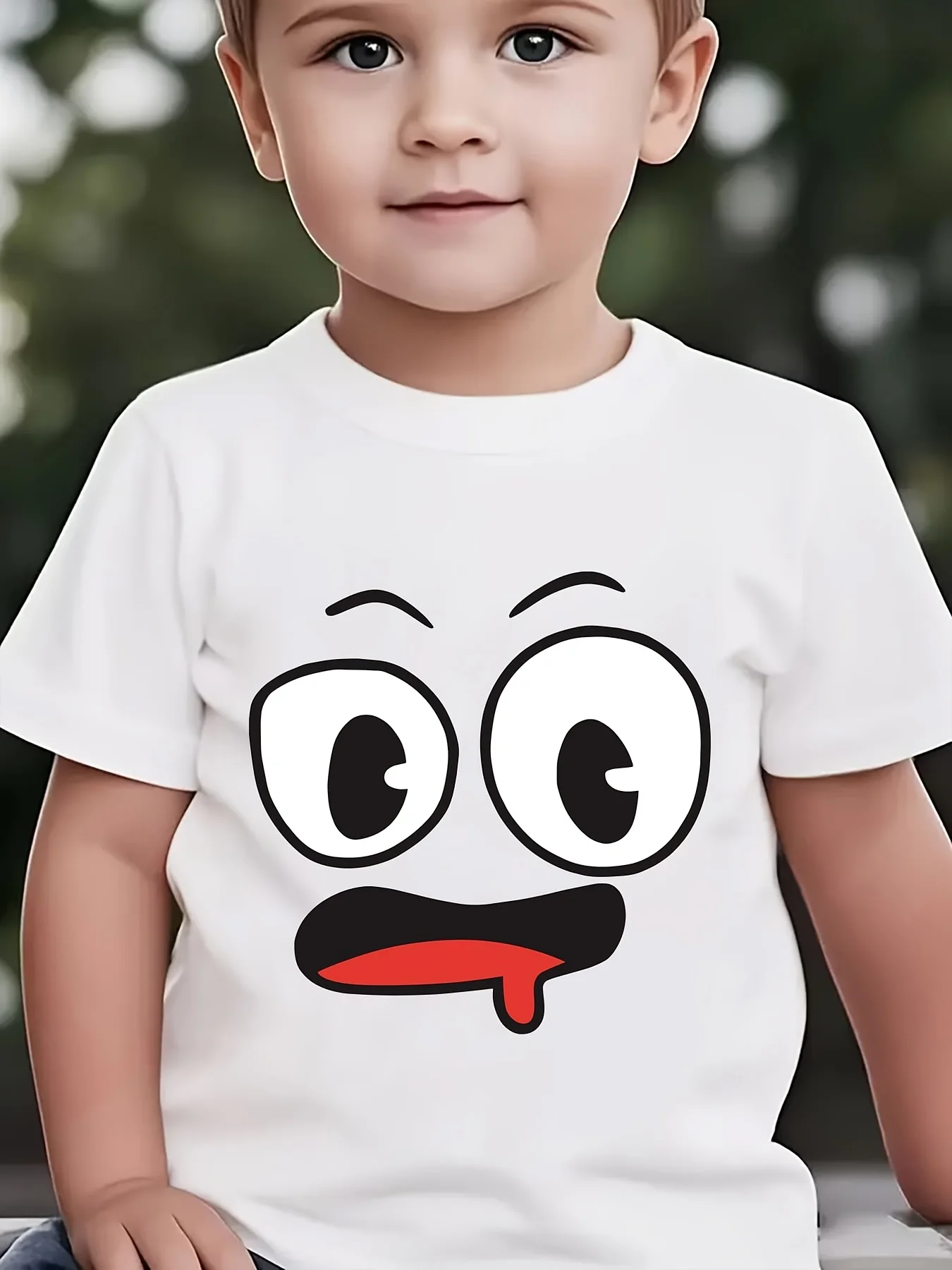 2026 New Funny Drooling Cartoon Face Print Family Matching Cotton Tees Short Sleeve Tops for Mom Dad Boys Girls Daily Wear