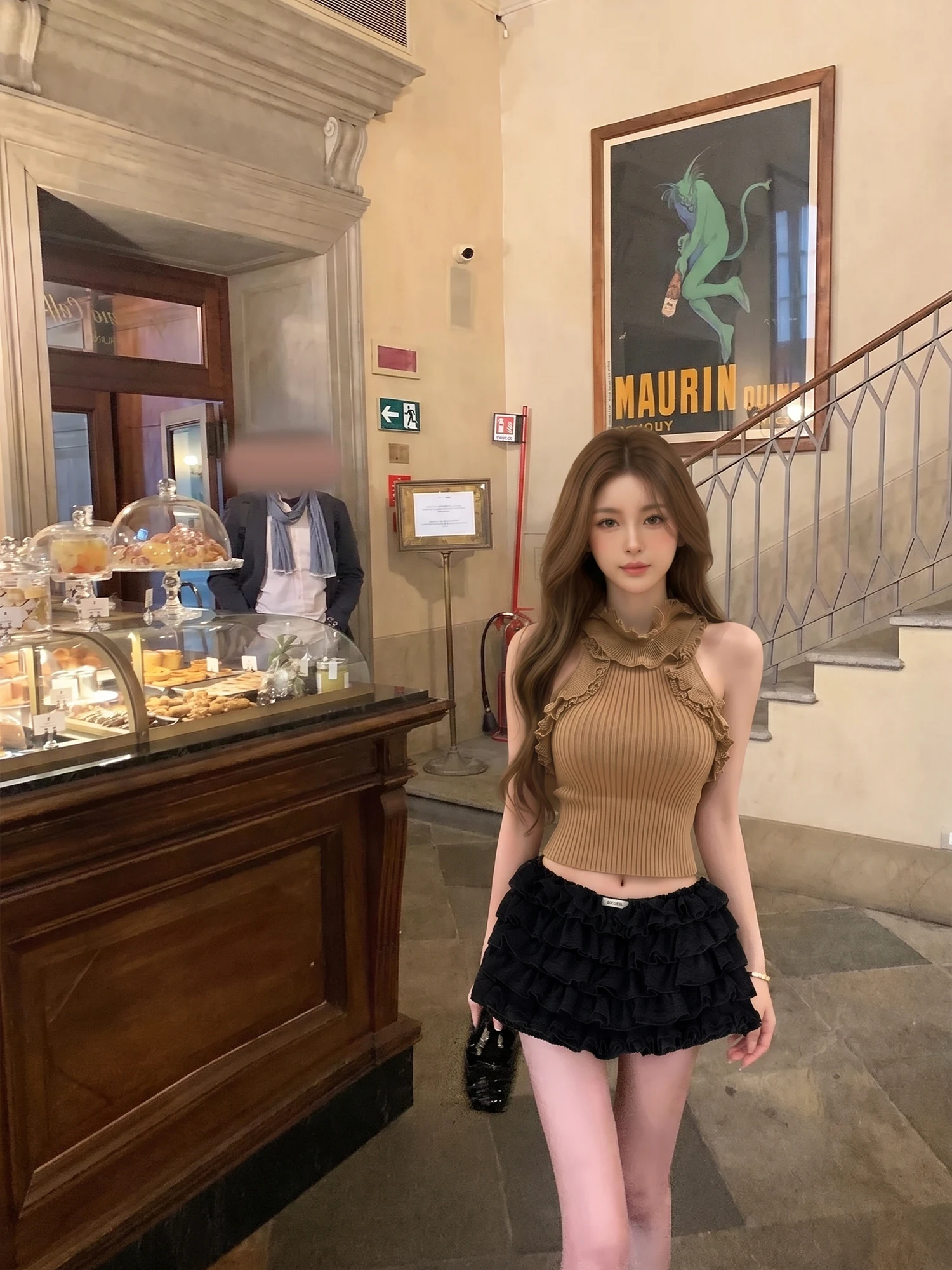 Slim Fit Knitted Vest Women's Summer Short Sleeveless Top Neck Hanging Style Fashionable Casual Slimming Effectiveness