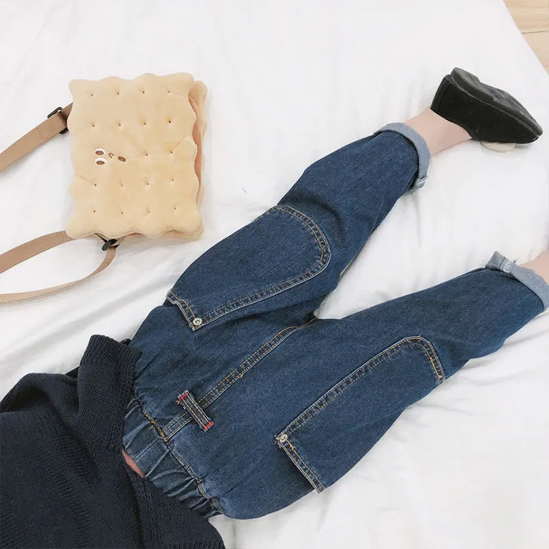 Boys and Girls Pants with Slant Pockets Versatile Jeans Slim Fit Pants25Spring New Fashion Foreign Trade Children's Clothing Dro