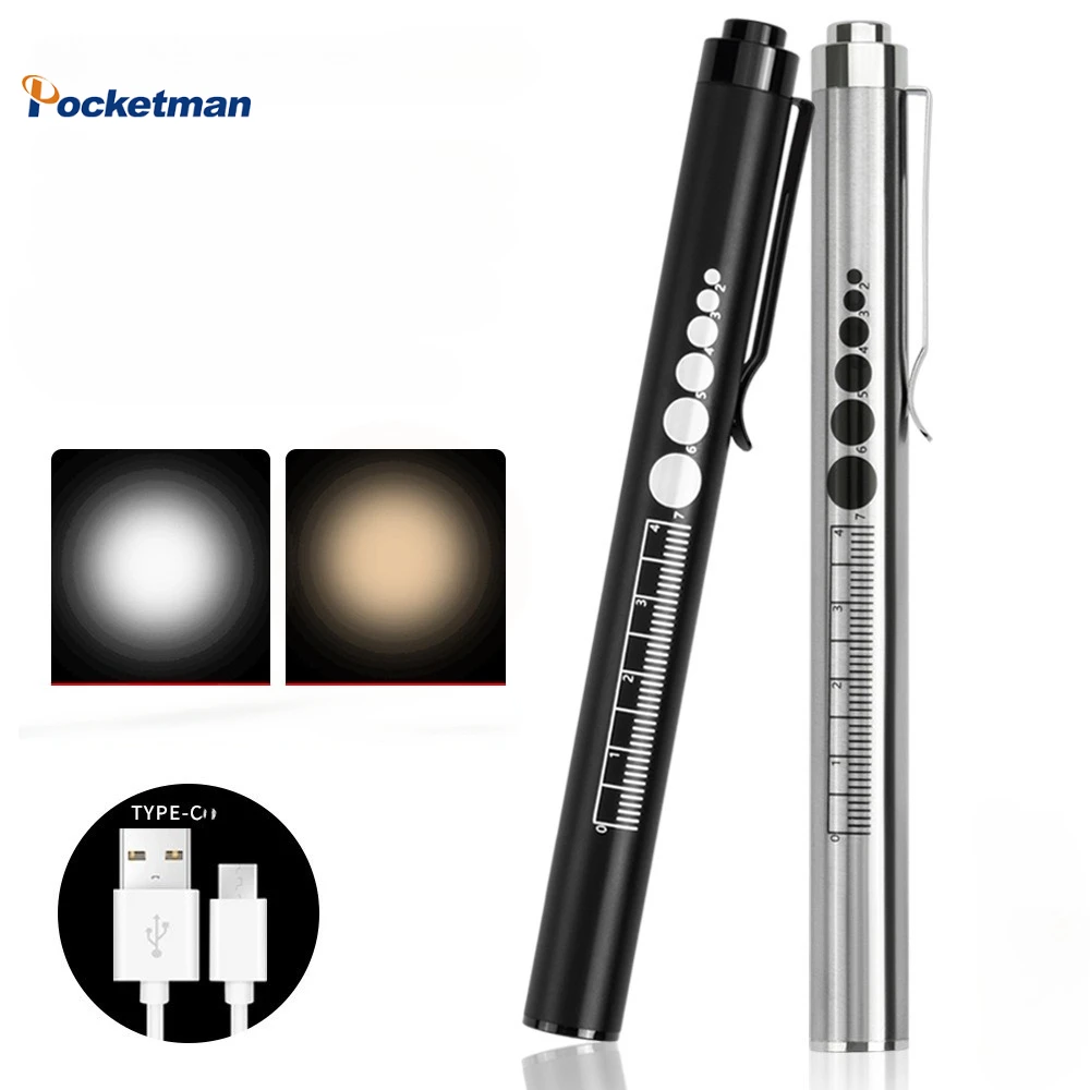 

Mini Penlight Emergency Flashlight Rechargeable 2 in 1 LED Handlights Yellow-white Light Handlamp Outdoor Lighting Lamp Torch