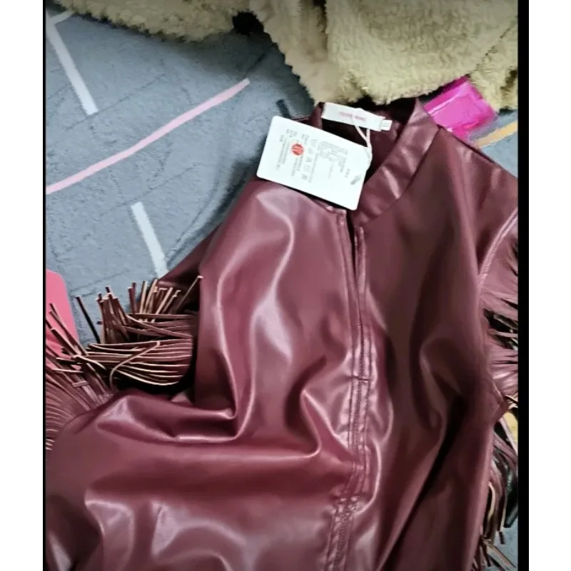 Maillard Fashion Retro High Sense Ankola Red Fringed Leather Jacket Vest Women High Quality and High Appearance Level Jackets