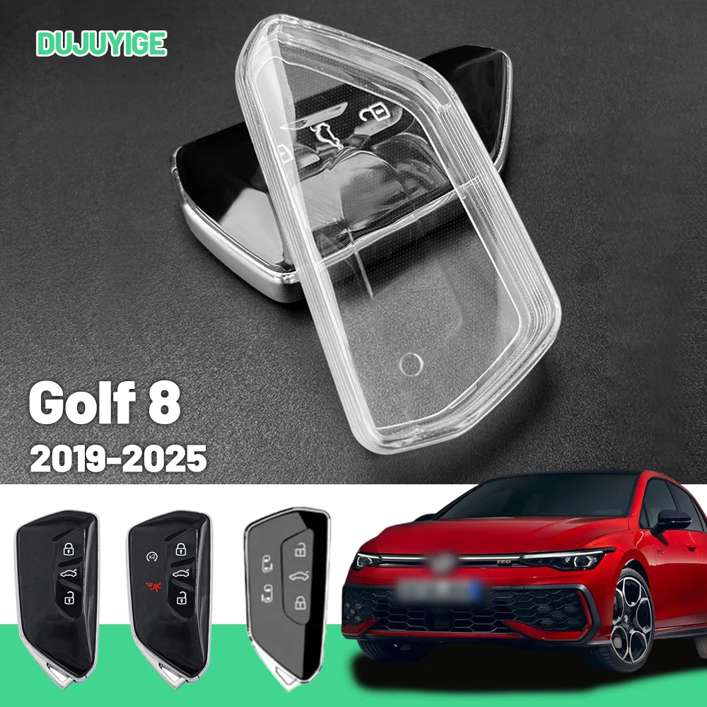 Clear TPU Car Key Case For VW Golf 8 2019-2026 Key Fob Cover Protector Shell Auto Accessories 2020 2021 2022 2023 2024 2025