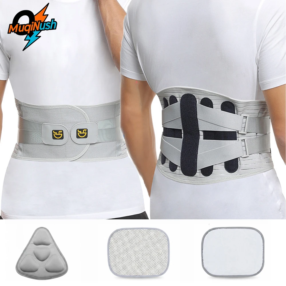 

MuqiNush 3 In 1 Lumbar Support Belt Multi Steel Plate Breathable Mesh Brace For Office Sitting Housework Workout Pain Relief