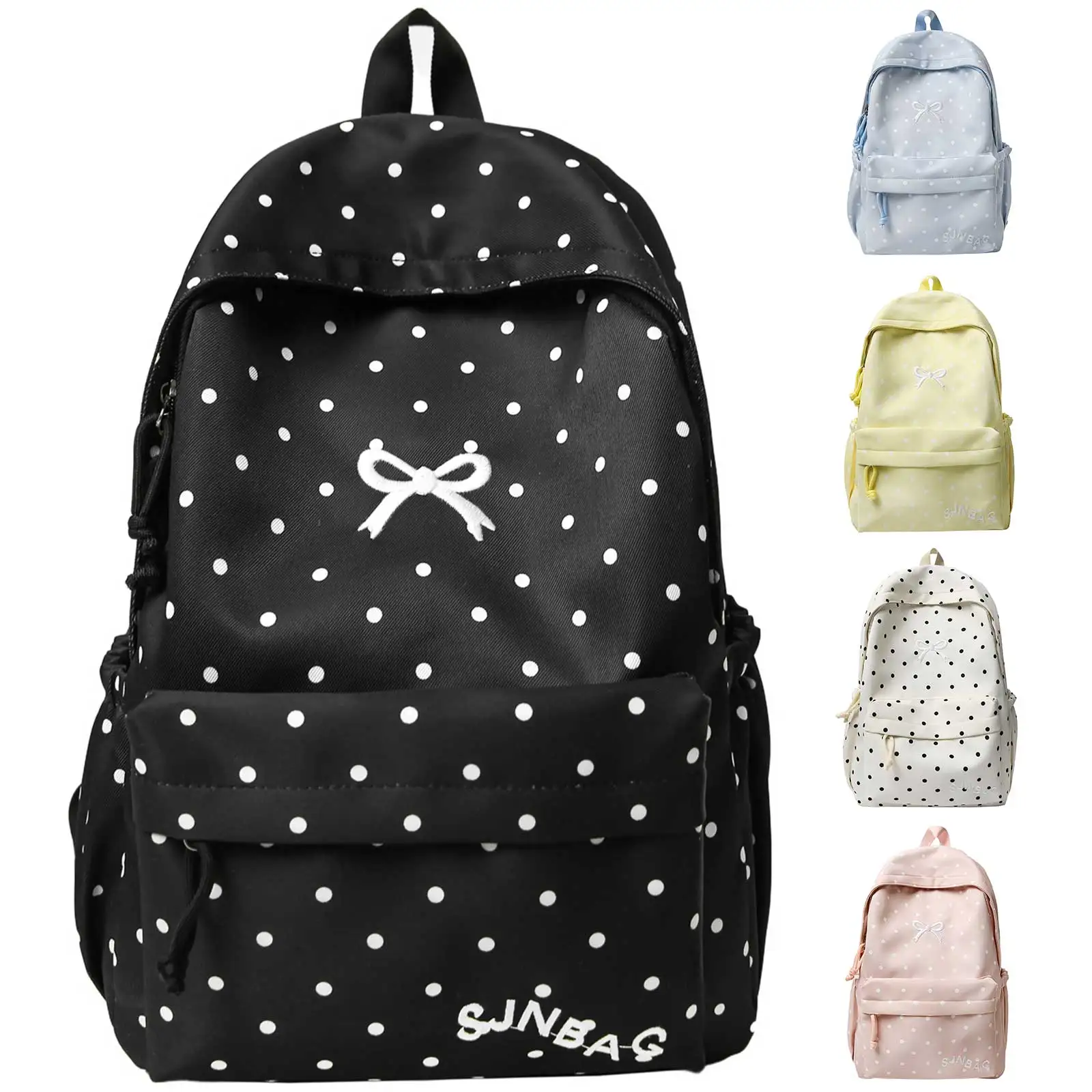 Korean Style Cute Polka Dot Backpack Nylon Women Large Capacity Campus Daypack