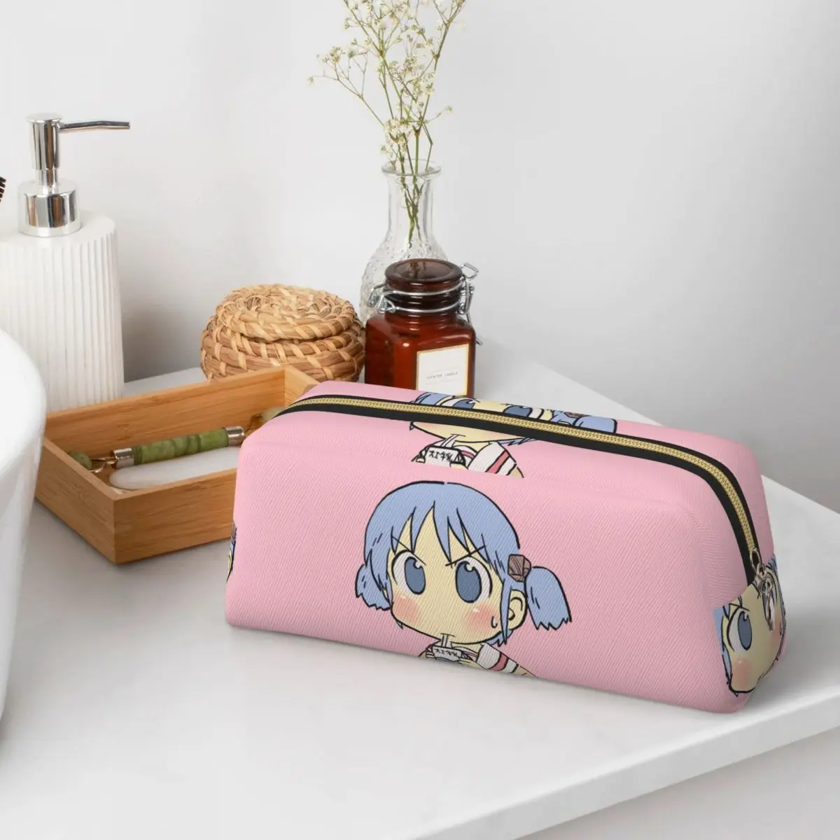 Estuche para lápices con imagen de Mio bebiendo leche en cartón, Nichijou Azumanga Daioh, regalos para estudiantes, caja para bolígrafos, estuche grande para lápices