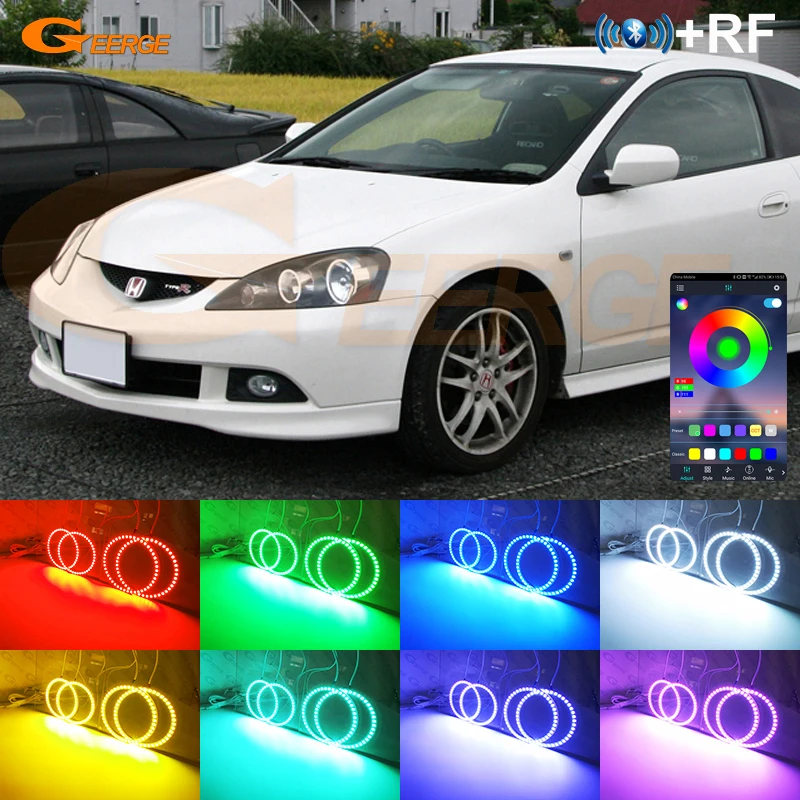 

For Honda Integra DC5 Acura RSX 2005 2006 Bluetooth App RF Remote Multi-Color Ultra Bright RGB LED Angel Eyes Kit Halo Rings