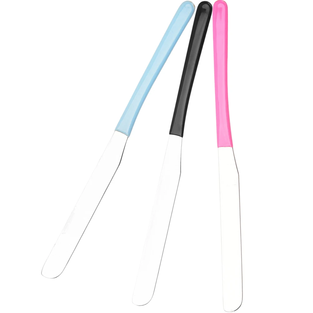 

3pcs Stainless Steel Makeup Spatula Foundation Mixing Tool Mixer Long Handle Metal Spatula Nail Art Pigment Mixing Easy