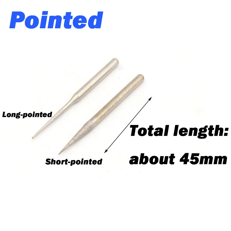 Diamond Grinding Head Tapered Bits Carving Burrs 3mm Shank Diameter 2.1mm 3mm for Nail Drill Pack